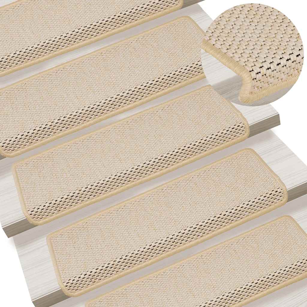 selvklæbende trappemåtter 30 stk. 65x21x4 cm sisal-look Berber