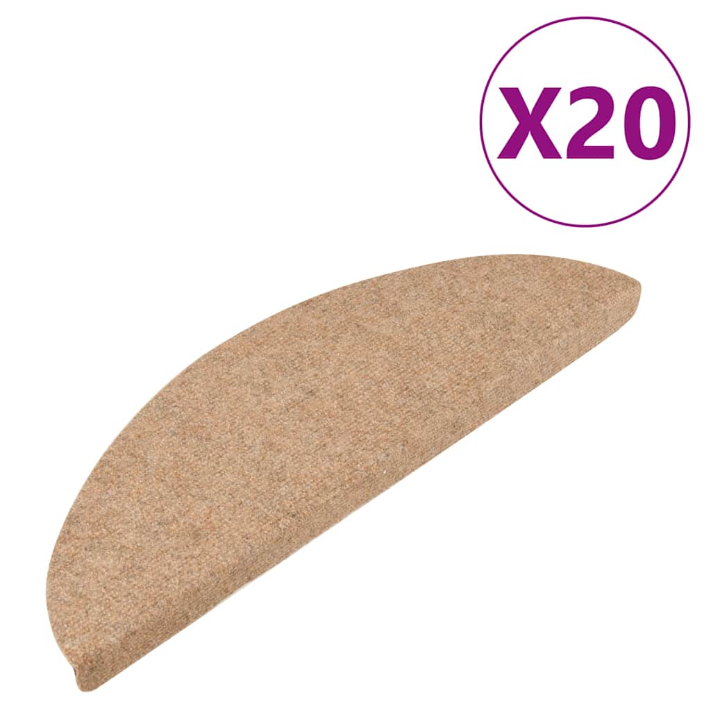 selvklæbende trappemåtter 20 stk. 56x17x3 cm beige