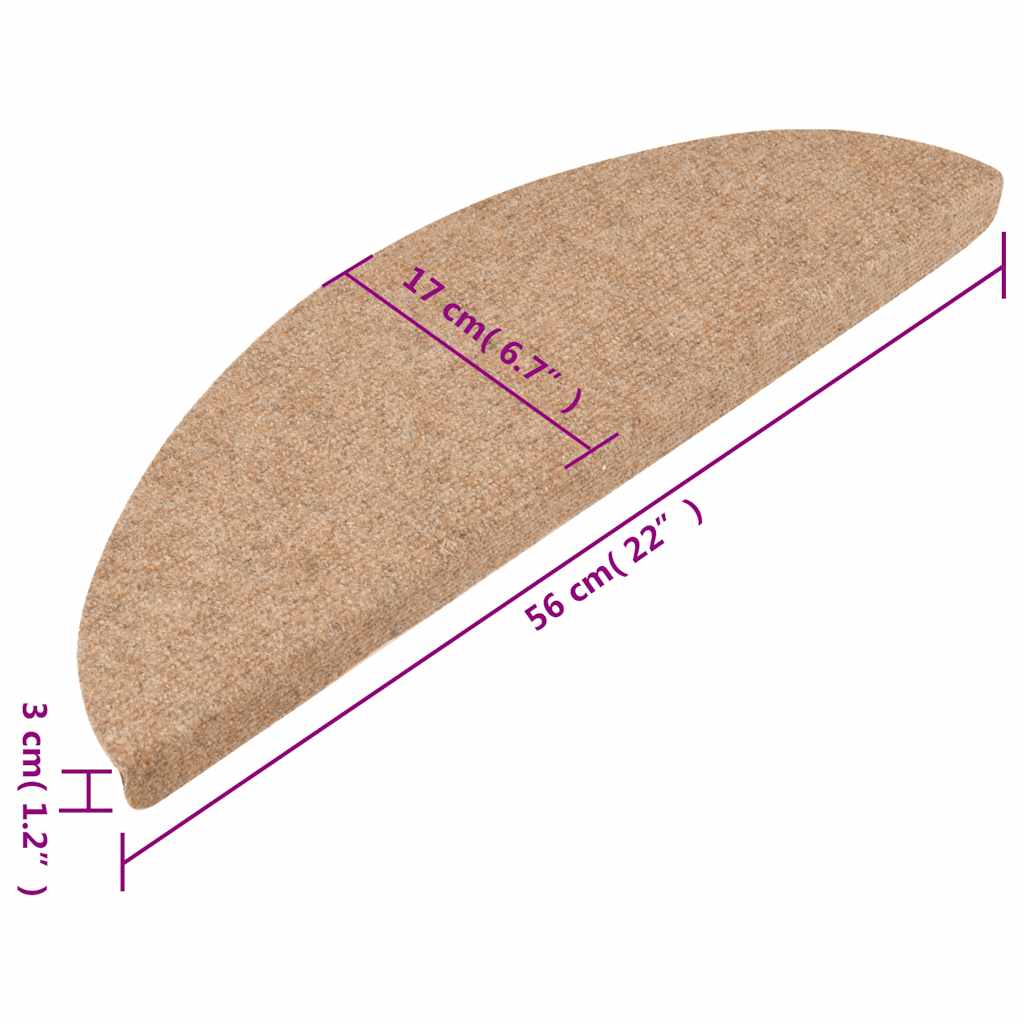 selvklæbende trappemåtter 20 stk. 56x17x3 cm beige