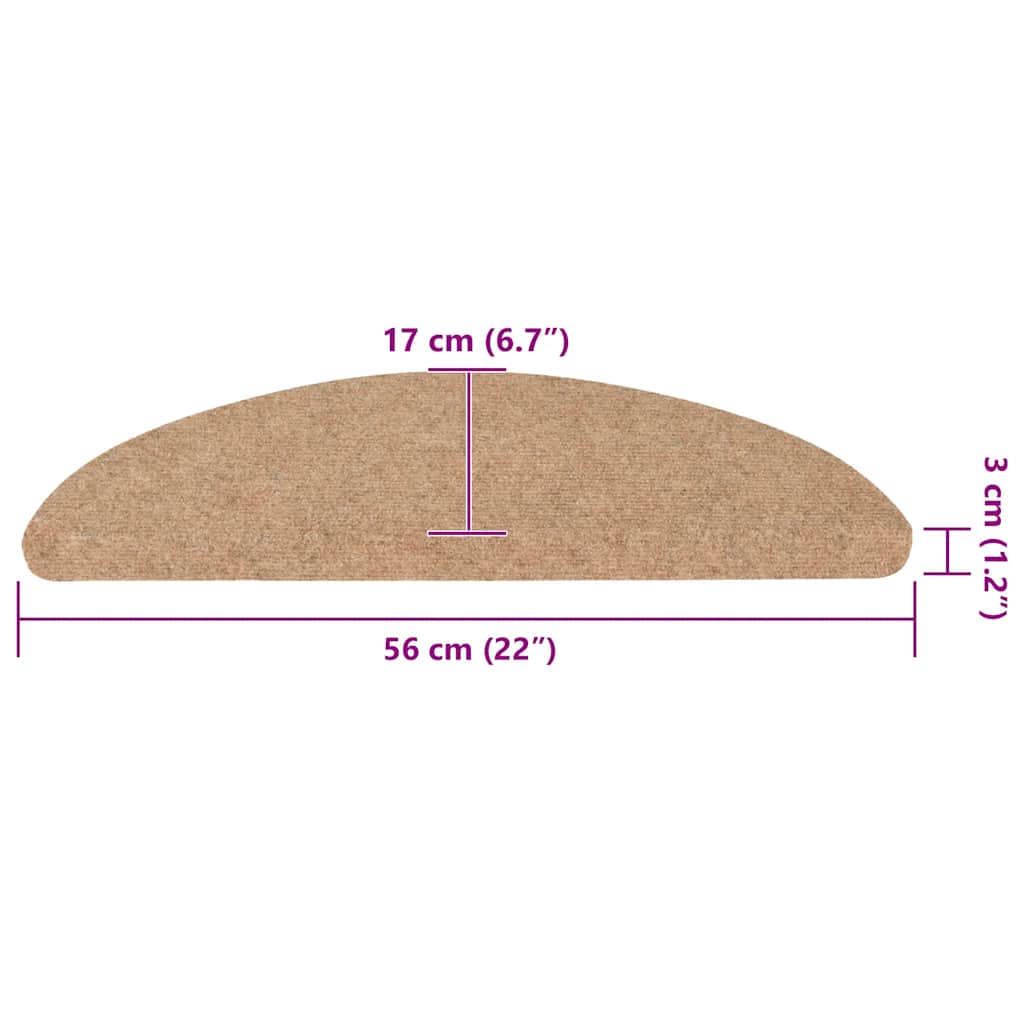 selvklæbende trappemåtter 30 stk. 56x17x3 cm beige