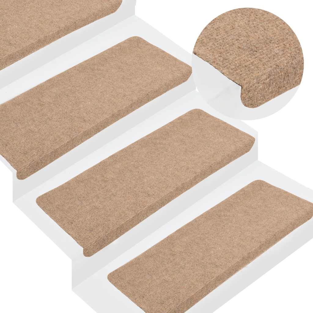 selvklæbende trappemåtter 30 stk. 65x24,5x3,5 cm beige