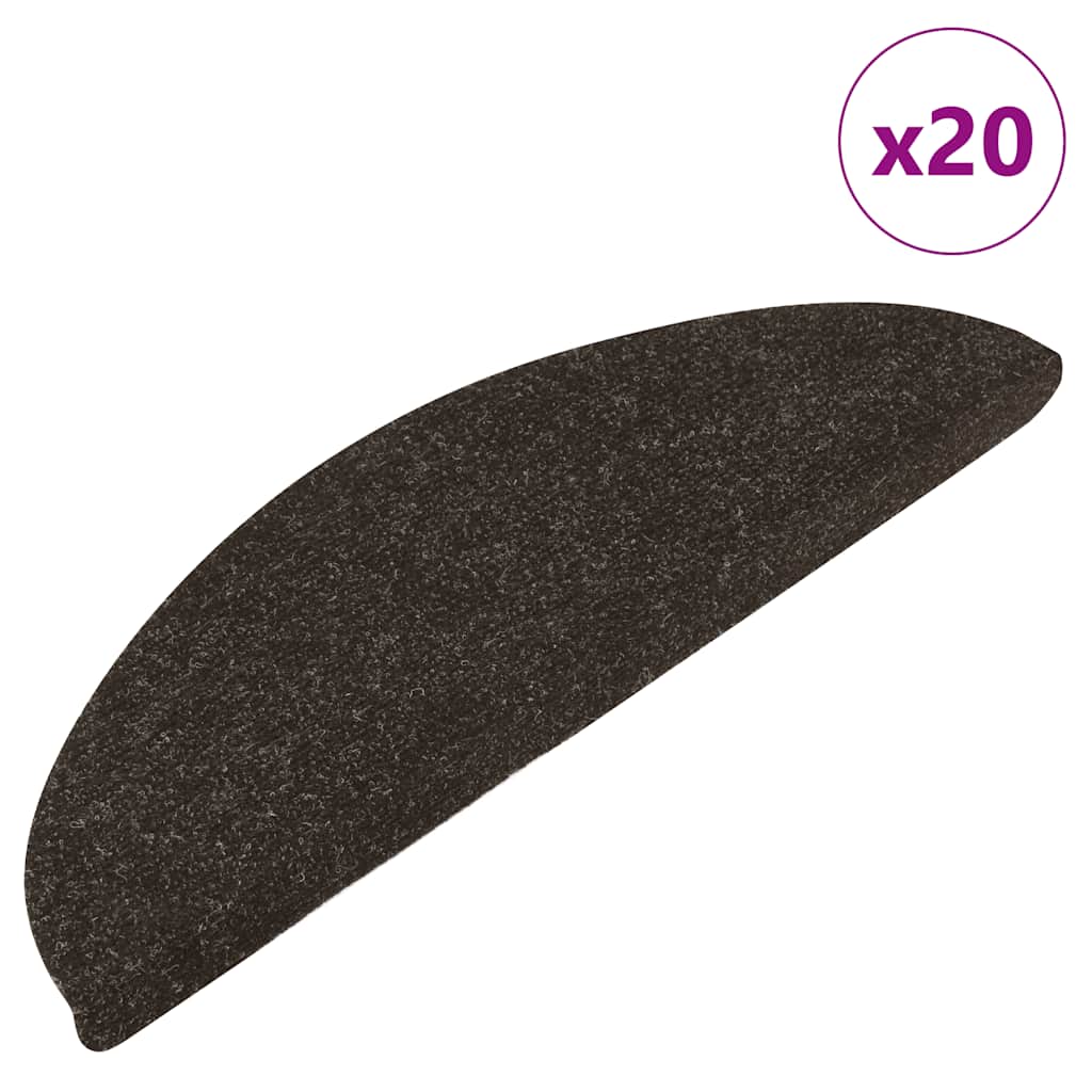 selvklæbende trappemåtter 20 stk. 56x17x3 cm antracitgrå