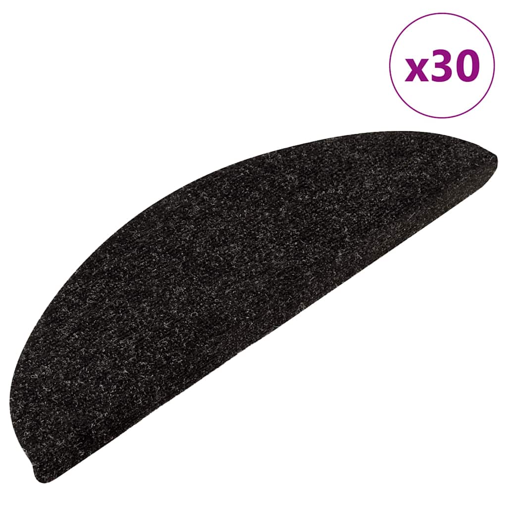 selvklæbende trappemåtter 30 stk. 56x17x3 cm antracitgrå