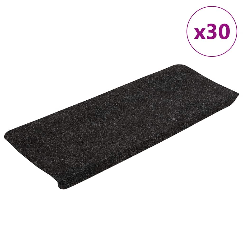 selvklæbende trappemåtter 30 stk. 65x24,5x3,5 cm antracitgrå