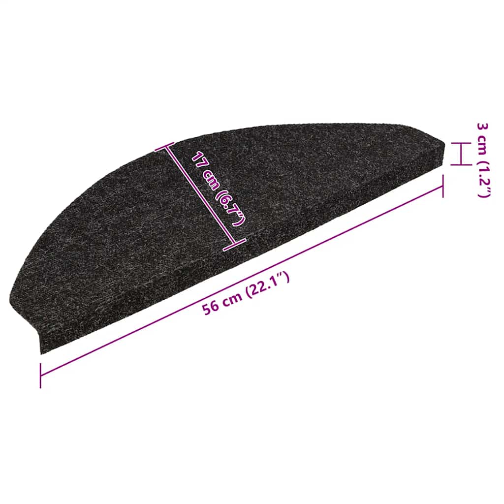 selvklæbende trappemåtter 30 stk. 56x17x3 cm sort