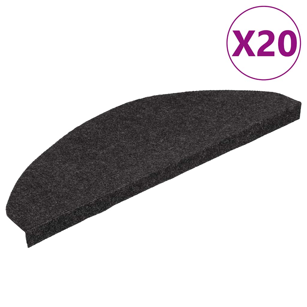 selvklæbende trappemåtter 20 stk. 65x22,5x3,5 cm sort