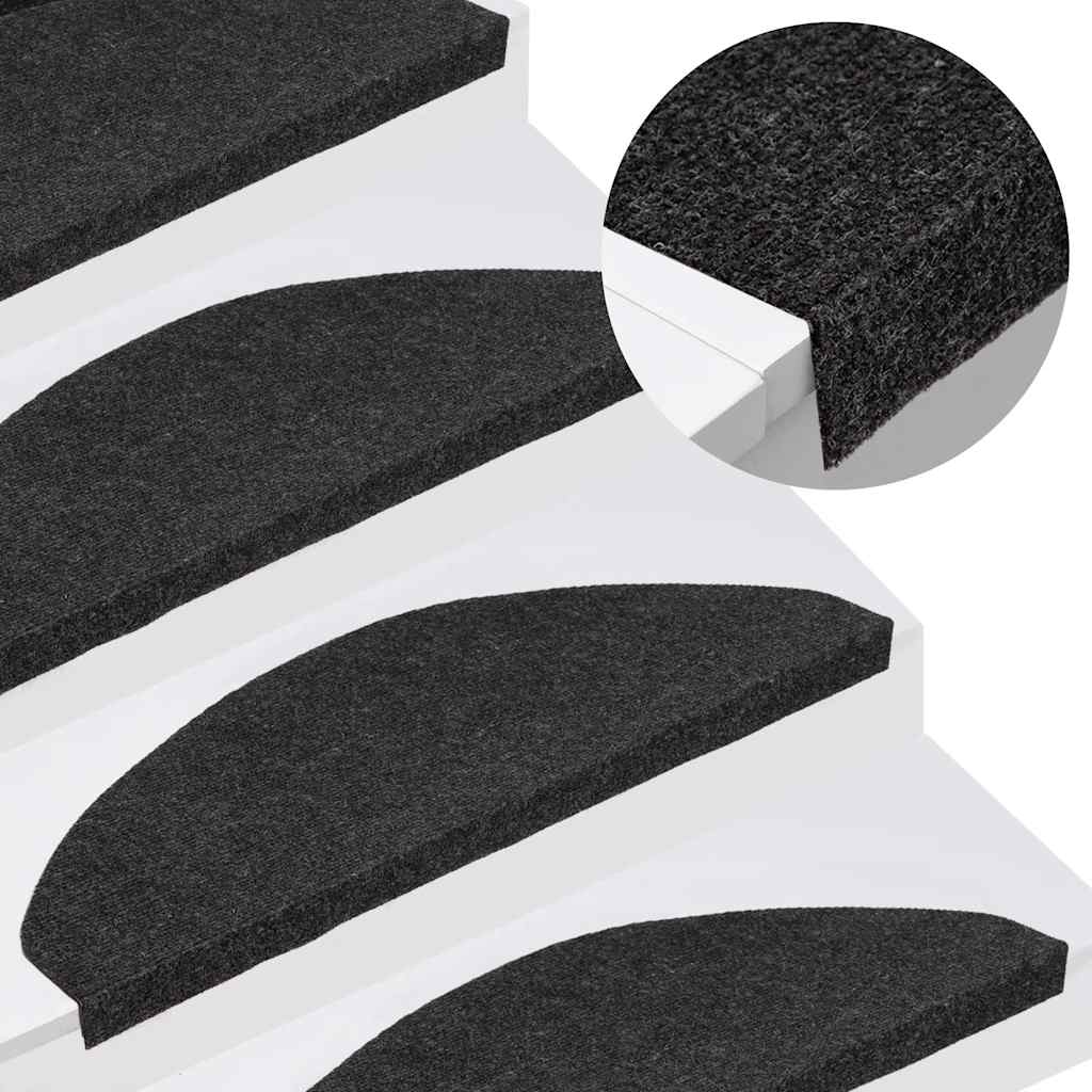 selvklæbende trappemåtter 20 stk. 65x22,5x3,5 cm sort