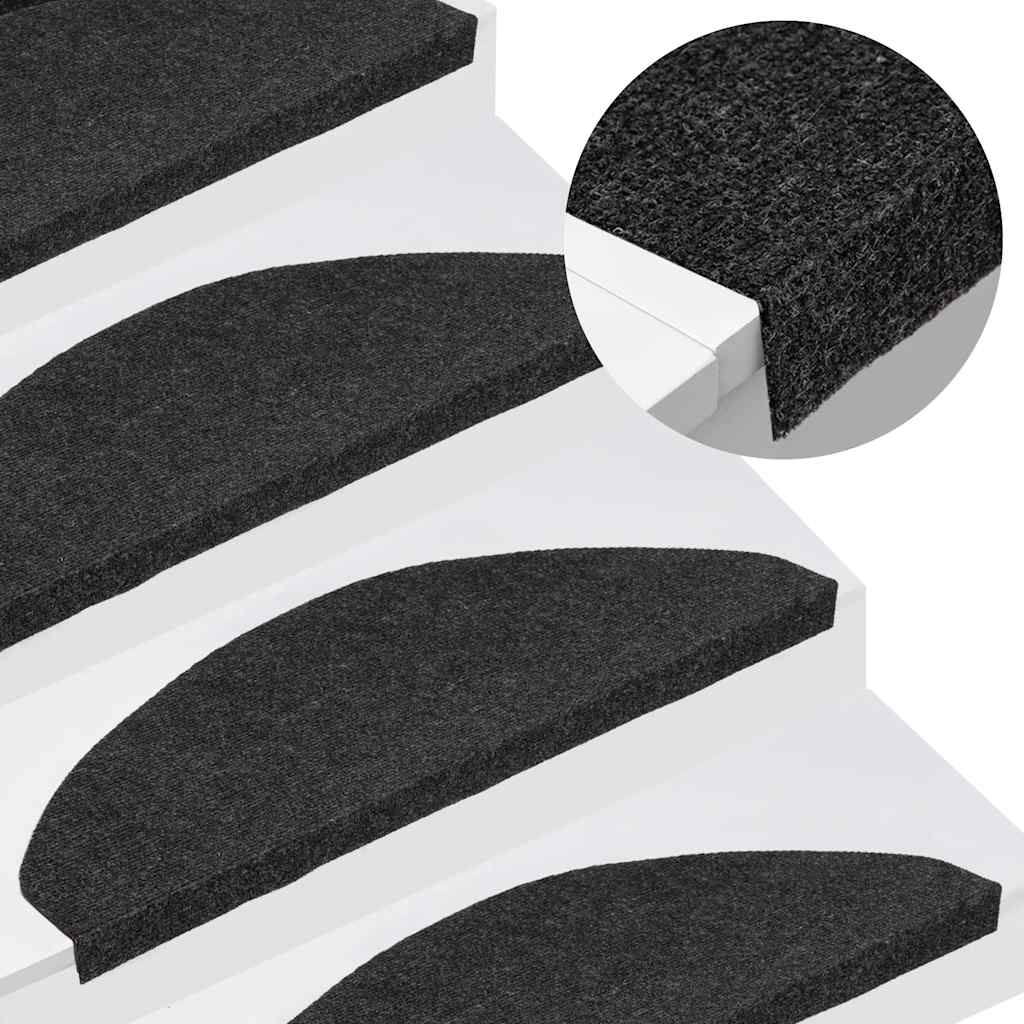 selvklæbende trappemåtter 30 stk. 65x22,5x3,5 cm sort