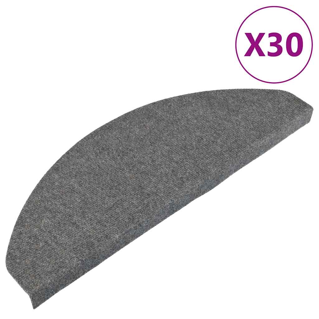 selvklæbende trappemåtter 30 stk. 65x22,5x3,5 cm grå
