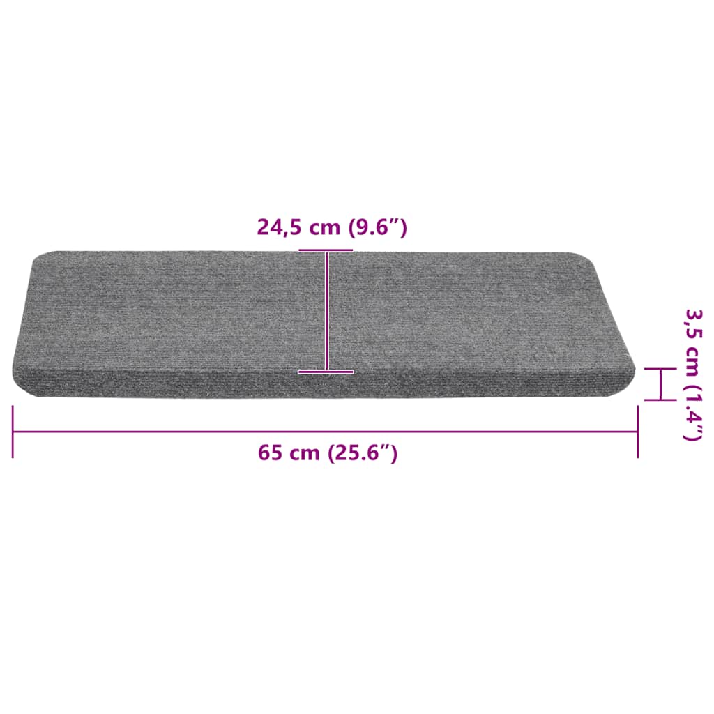 selvklæbende trappemåtter 30 stk. 65x24,5x3,5 cm grå