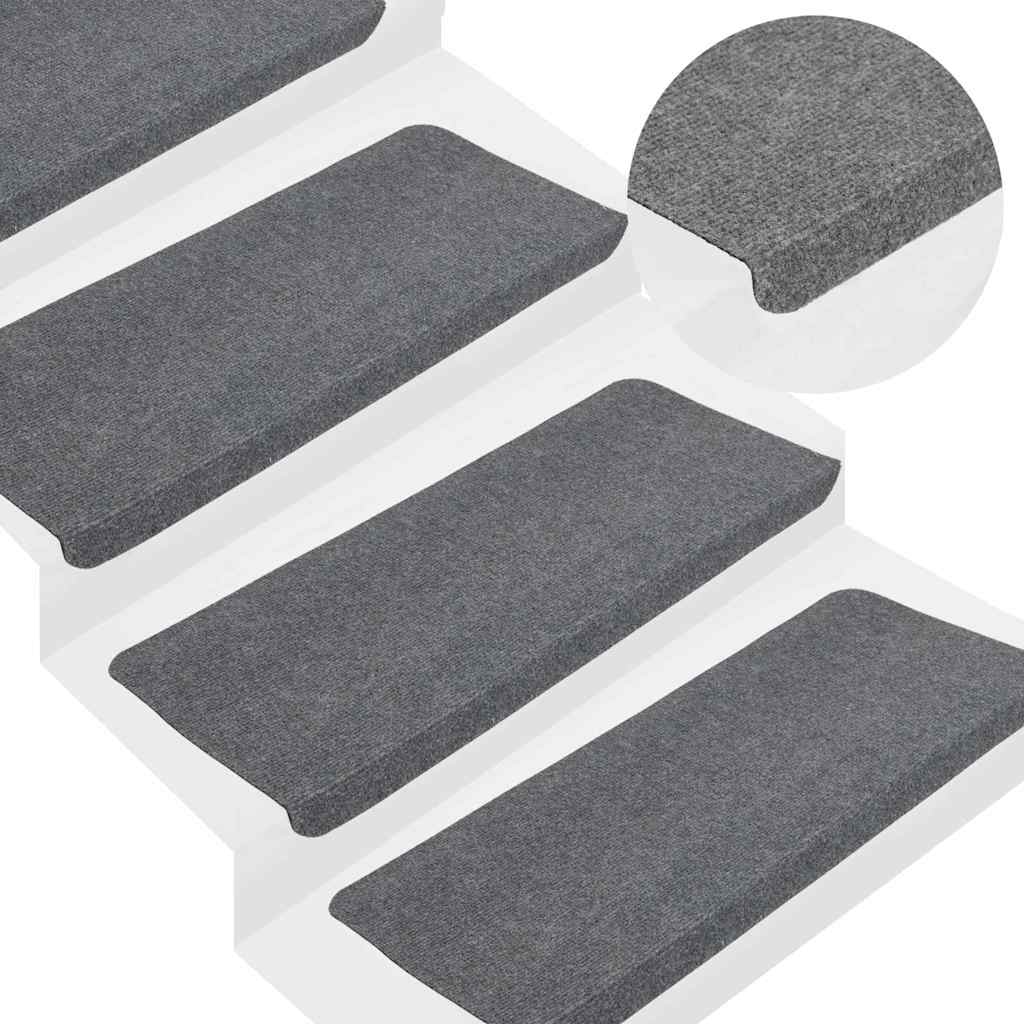 selvklæbende trappemåtter 30 stk. 65x24,5x3,5 cm grå