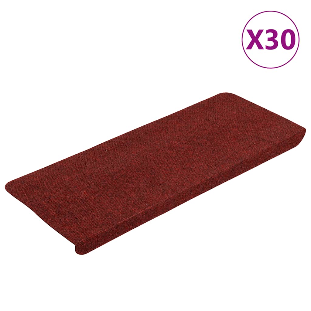 selvklæbende trappemåtter 30 stk. 65x22,5x3,5 cm rød