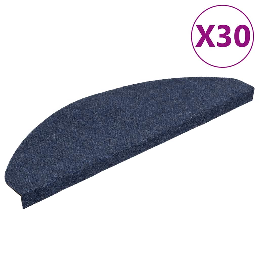 selvklæbende trappemåtter 30 stk. 65x22,5x3,5 cm blå