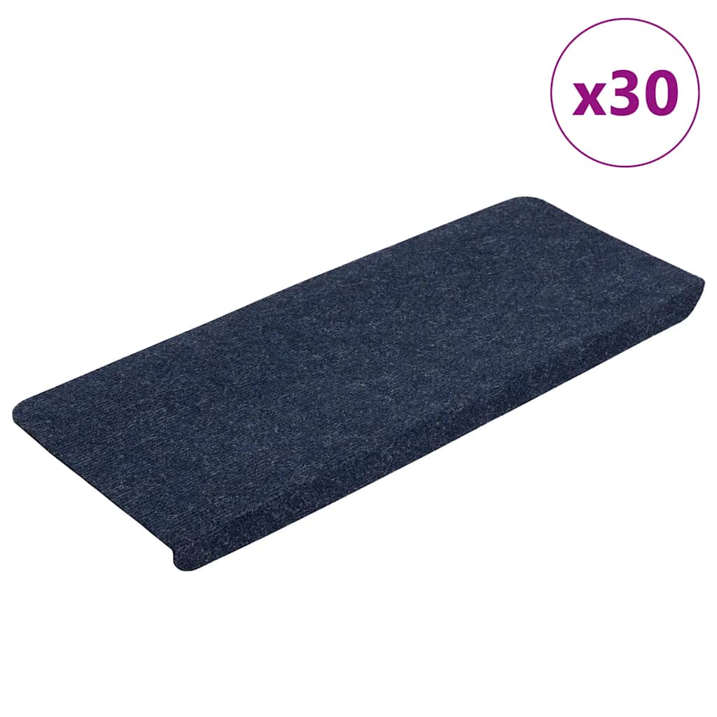 selvklæbende trappemåtter 30 stk. 65x24,5x3,5 cm blå