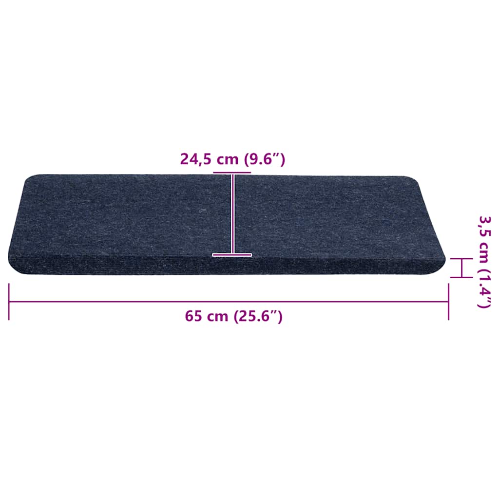 selvklæbende trappemåtter 30 stk. 65x24,5x3,5 cm blå