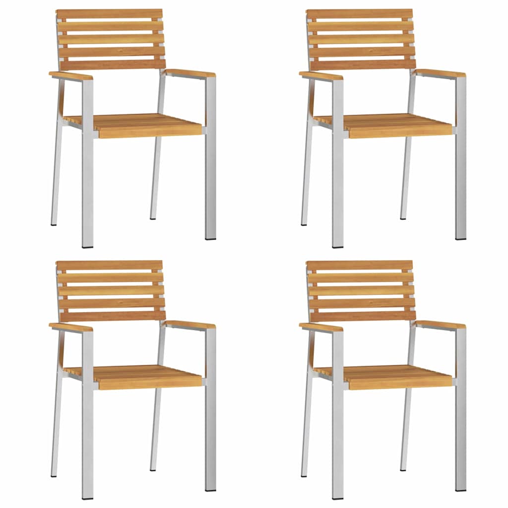 Have Spisebordssæt 5 stk. Massiv akacietræ og rustfrit stål