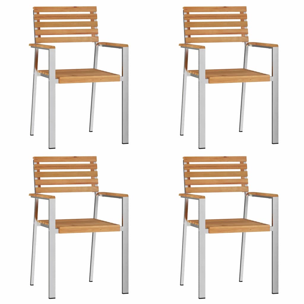 Have Spisebordssæt 5 stk. Massiv teaktræ og rustfrit stål