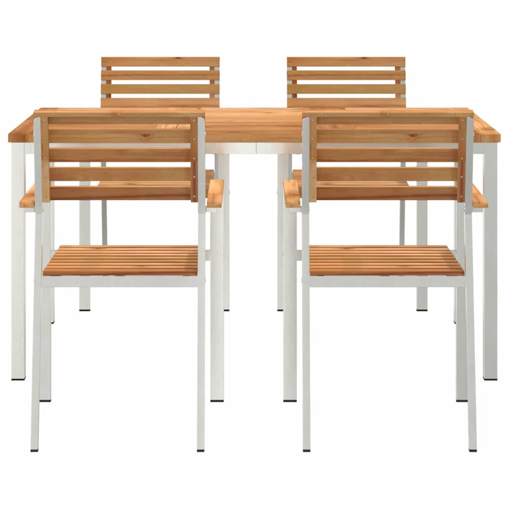 Have Spisebordssæt 5 stk. Massiv teaktræ og rustfrit stål