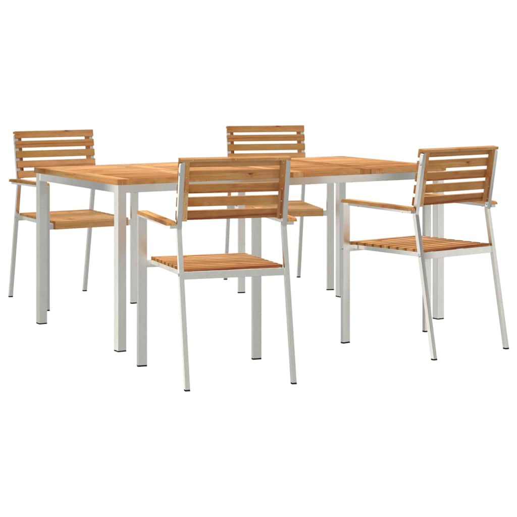 Have Spisebordssæt 5 stk. Massiv teaktræ og rustfrit stål
