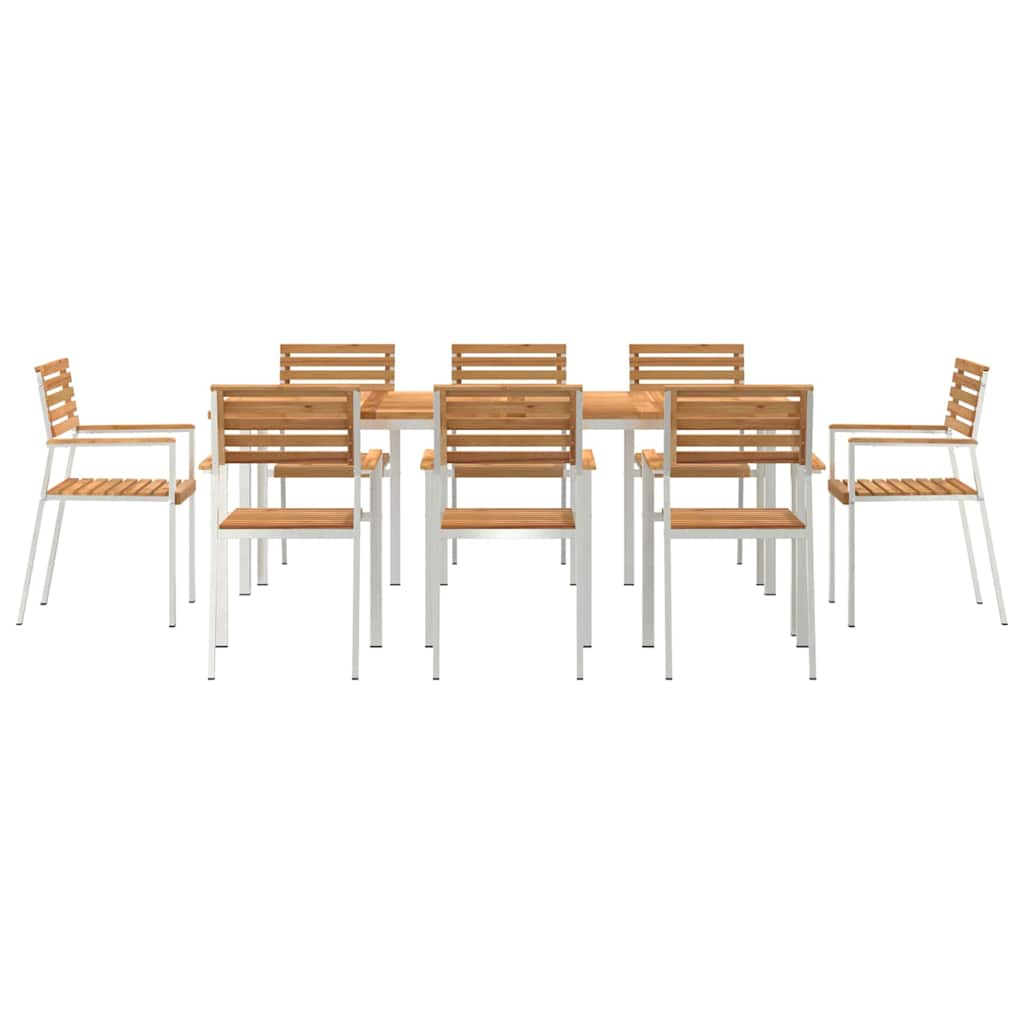 Have Spisebordssæt 9 stk. Massiv teaktræ og rustfrit stål