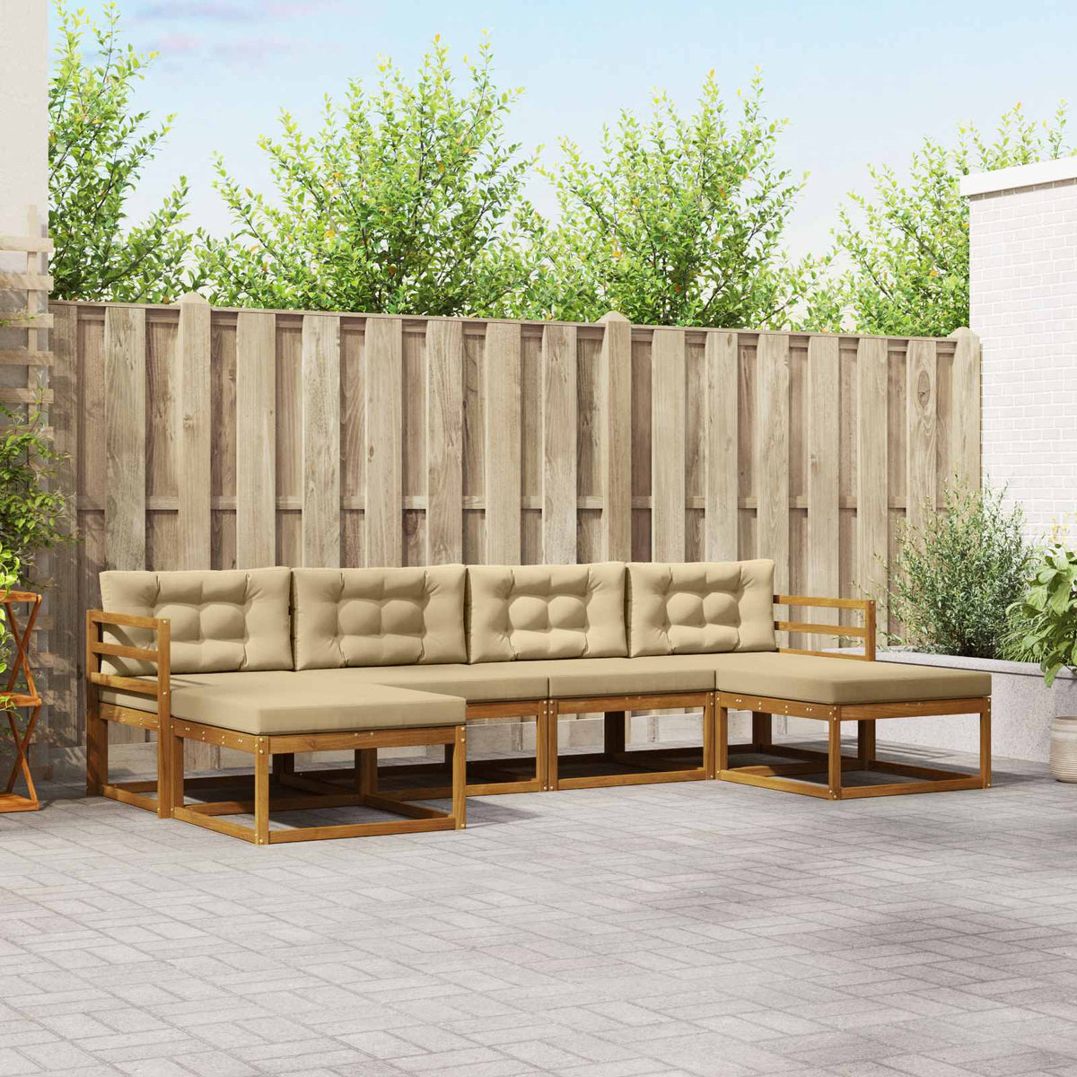 Udendørs sofagruppe 6 stk. Naturlig og Beige