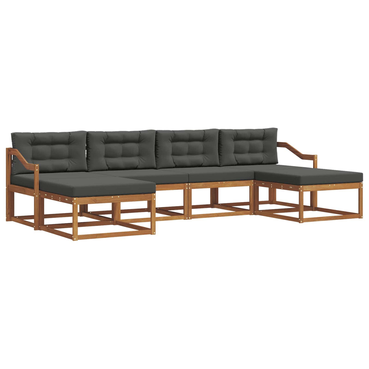 Udendørs sofagruppe 6 stk. Naturlig og Antracit