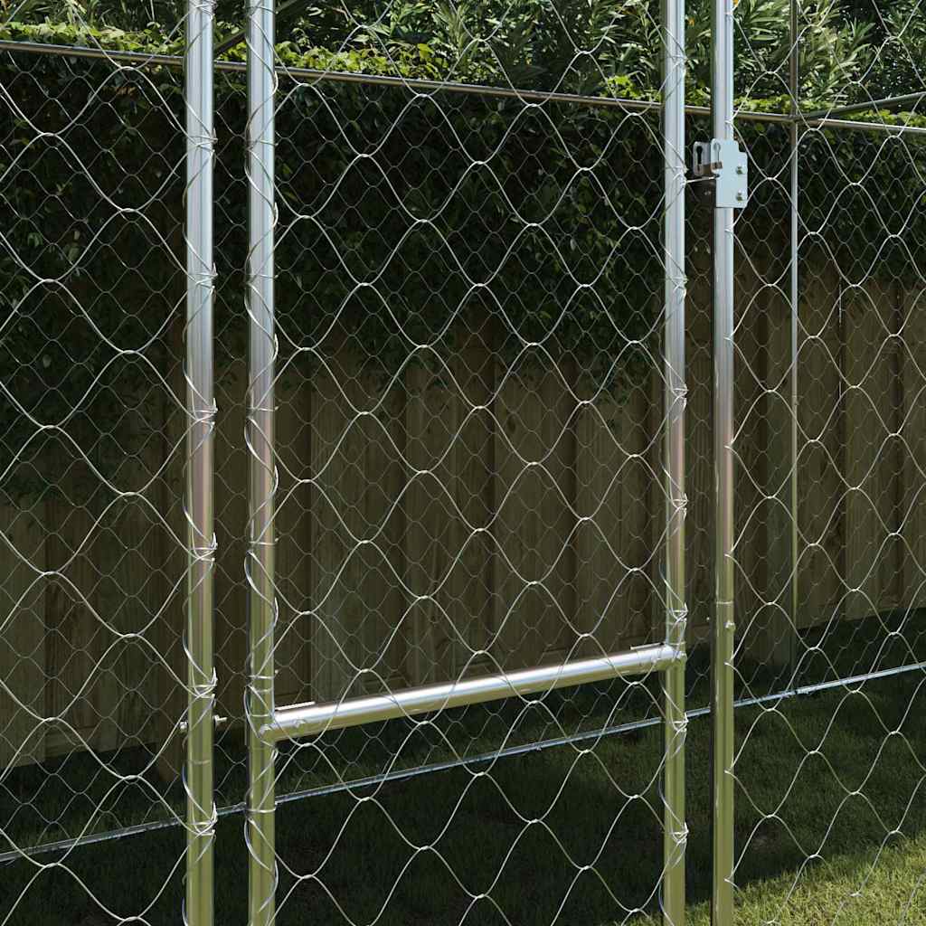 Hundebur med tag Sølv 800 x 200 x 256 cm Stål og PE