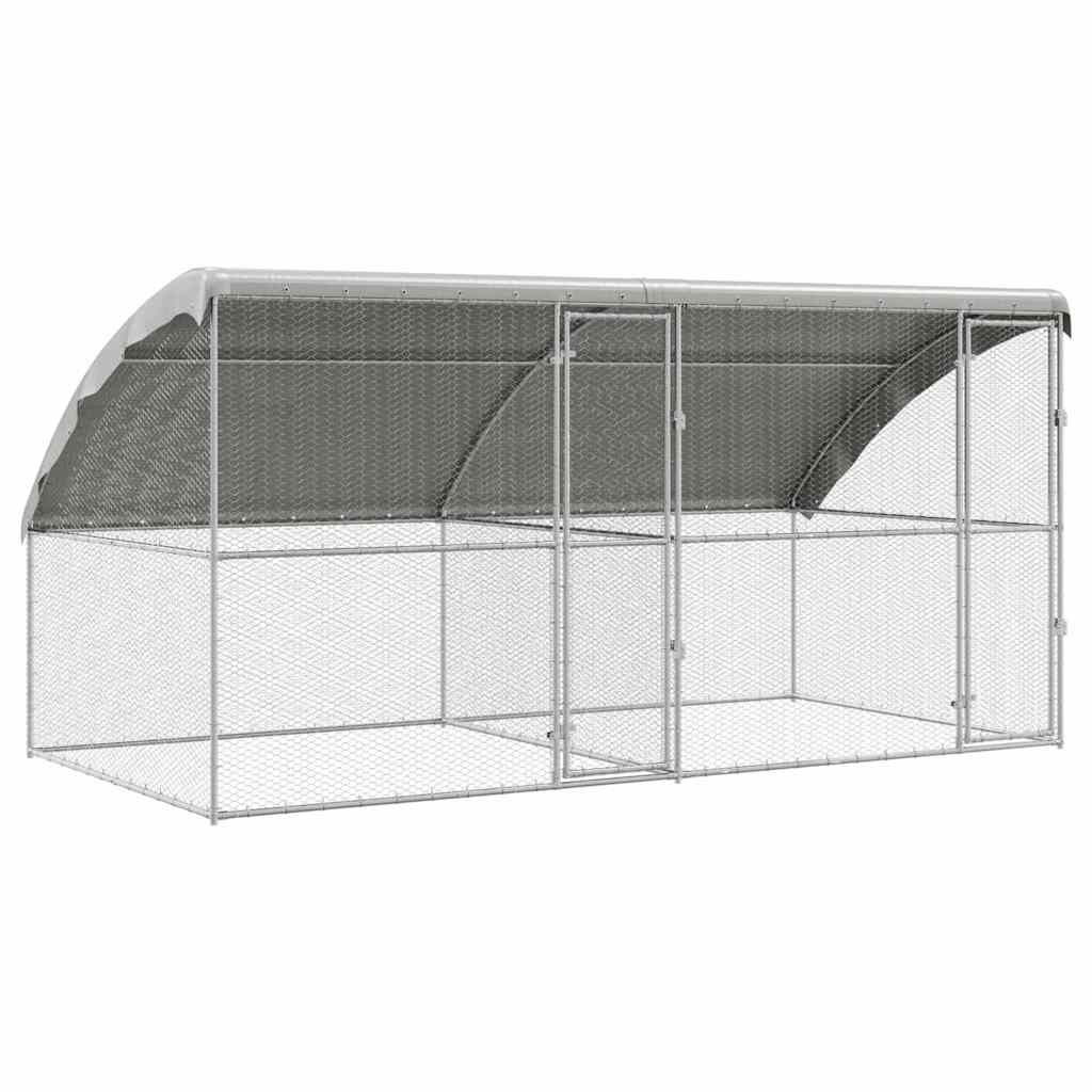 Hønsebur med 2 døre 2 stk. Sølv 400x200x200cm Galvaniseret stål