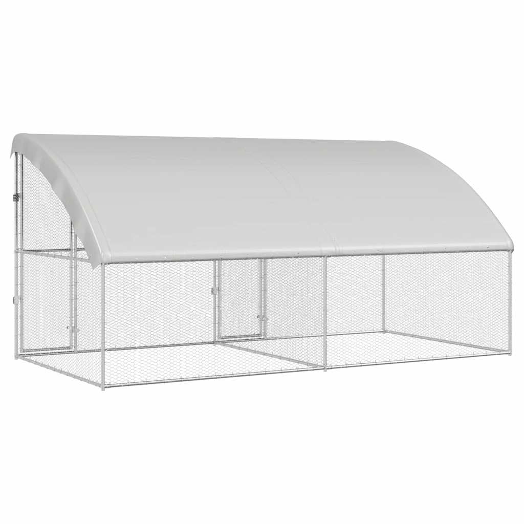 Hønsebur med 2 døre 2 stk. Sølv 400x200x200cm Galvaniseret stål