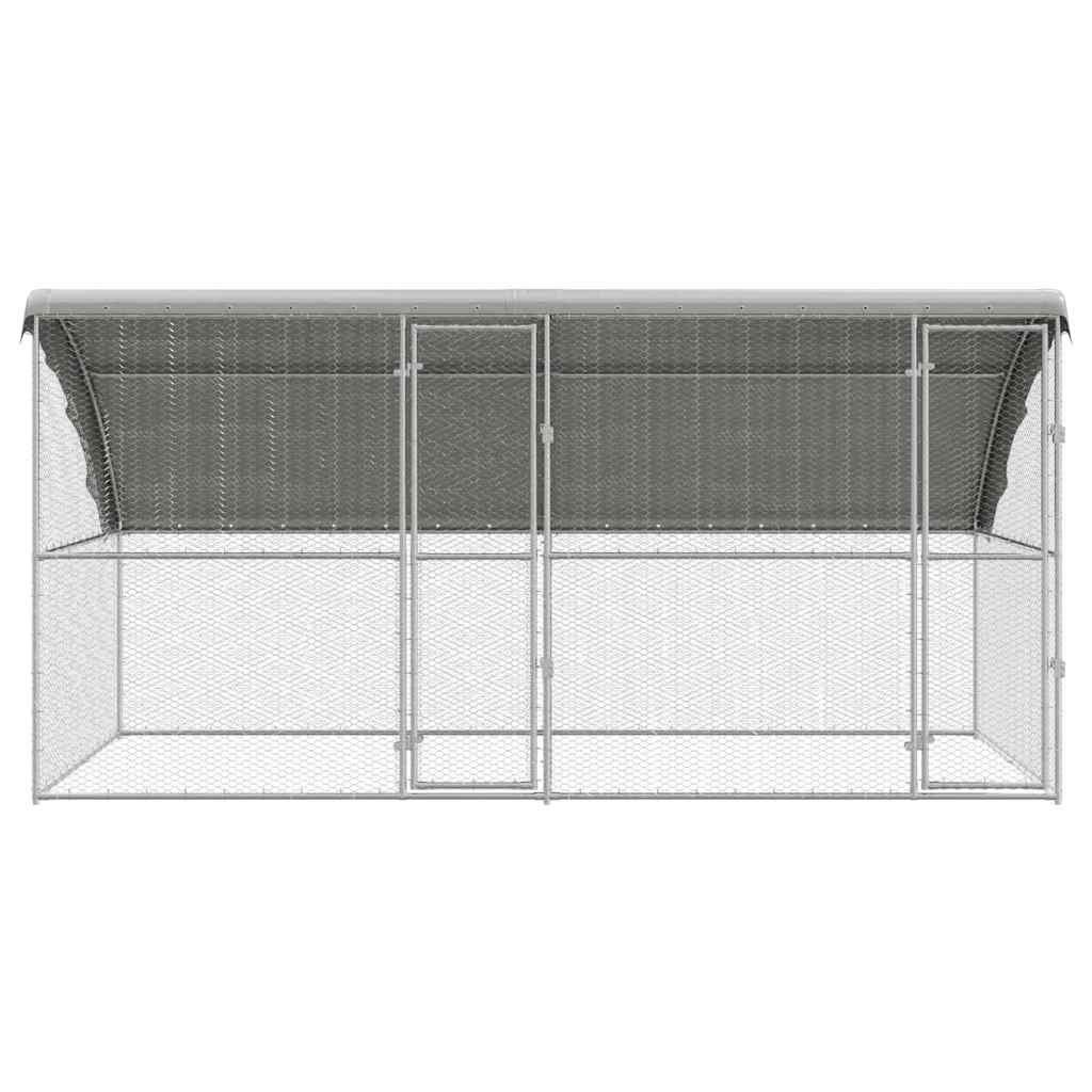 Hønsebur med 2 døre 2 stk. Sølv 400x200x200cm Galvaniseret stål