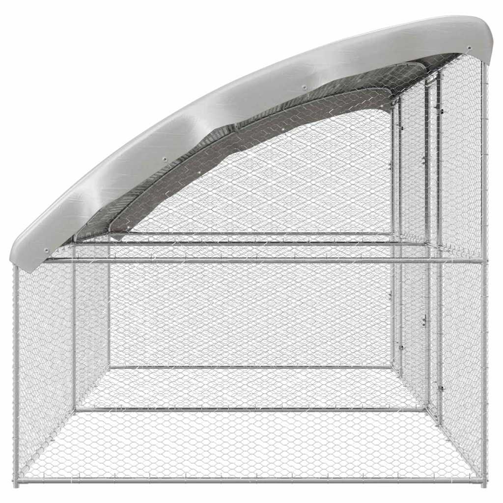 Hønsebur med 2 døre 2 stk. Sølv 400x200x200cm Galvaniseret stål