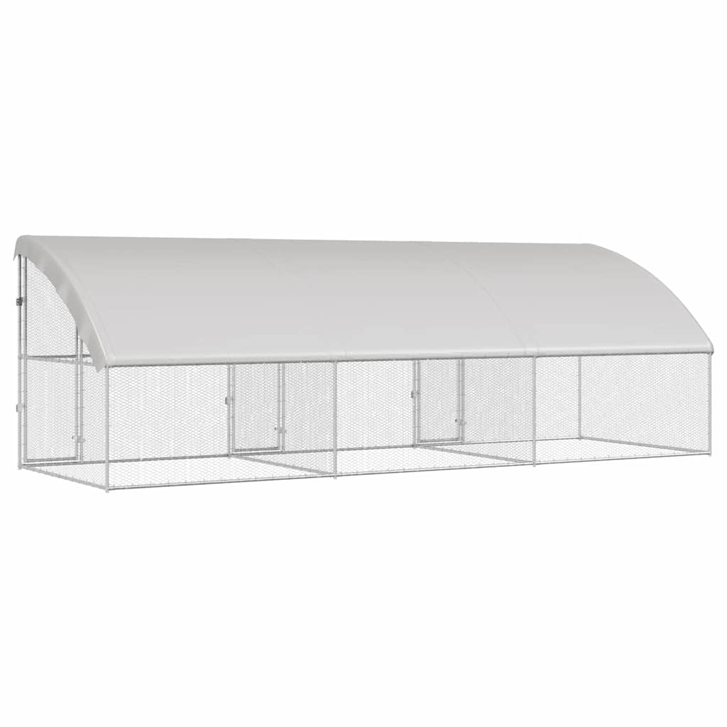 Hønsebur med 3 låger 3 stk. Sølv 600x200x200cm