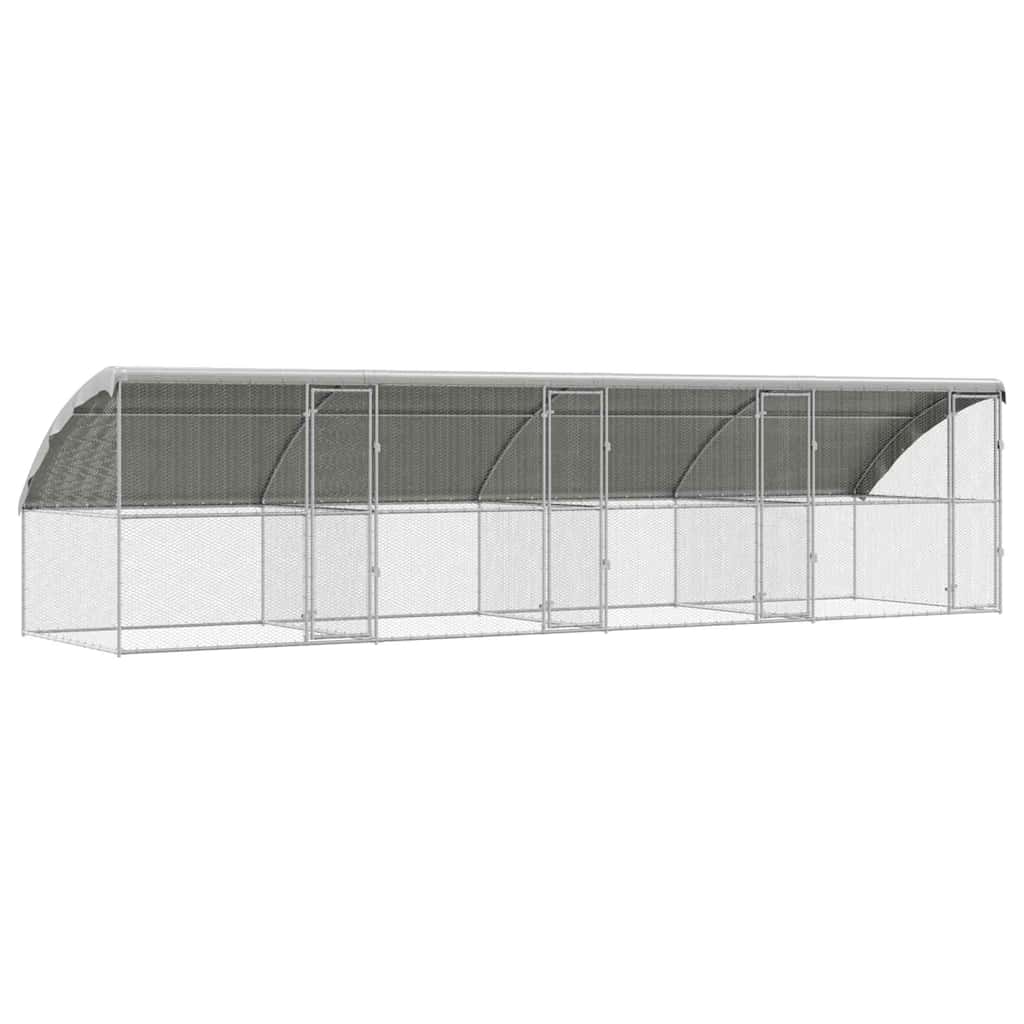 Hønsebur med 4 døre 4 stk. Sølv 800x200x200 cm