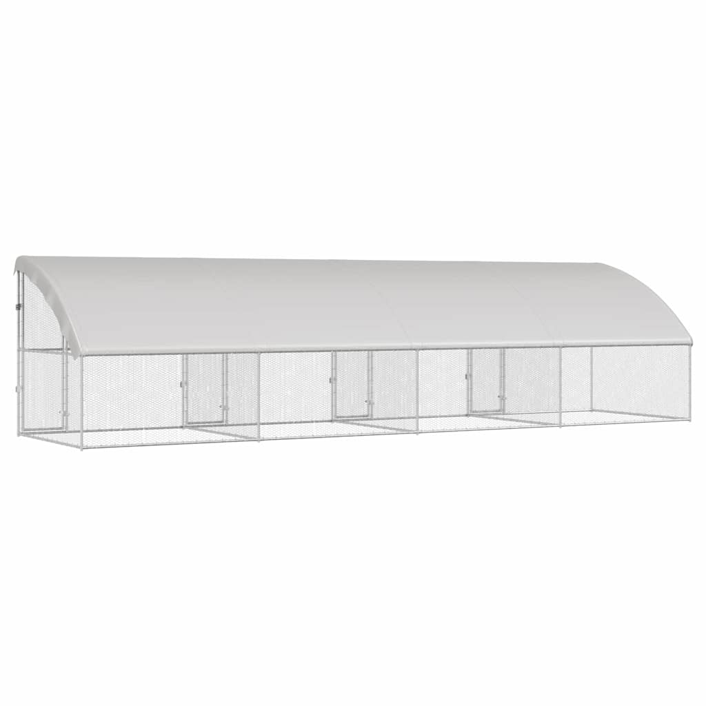 Hønsebur med 4 døre 4 stk. Sølv 800x200x200 cm