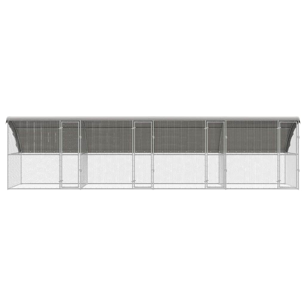 Hønsebur med 4 døre 4 stk. Sølv 800x200x200 cm
