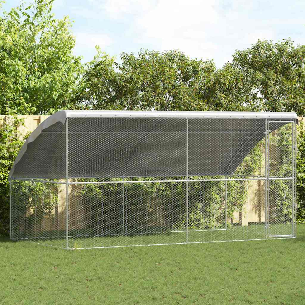 Hønsebur med 1 dør 2 stk. Sølv 400x200x200cm Galvaniseret stål
