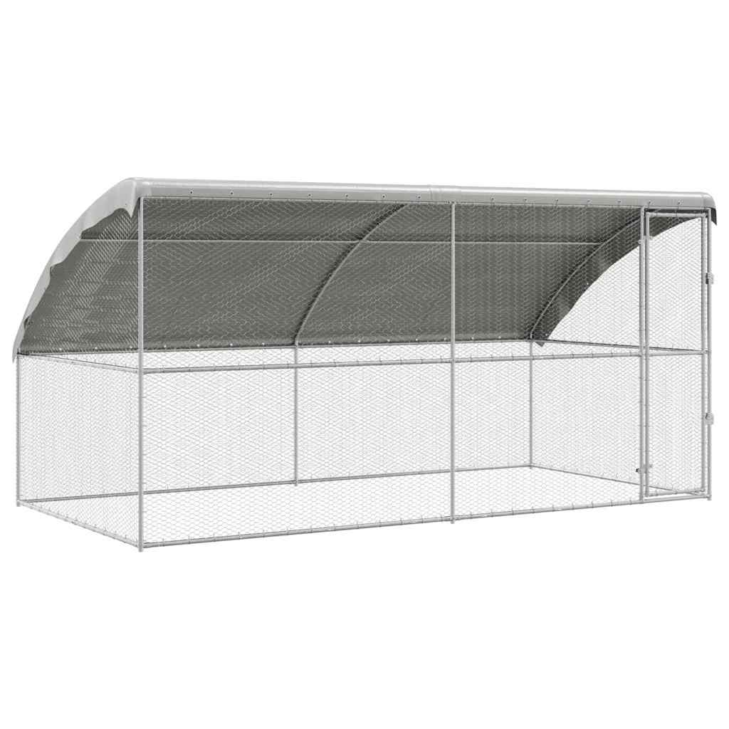 Hønsebur med 1 dør 2 stk. Sølv 400x200x200cm Galvaniseret stål
