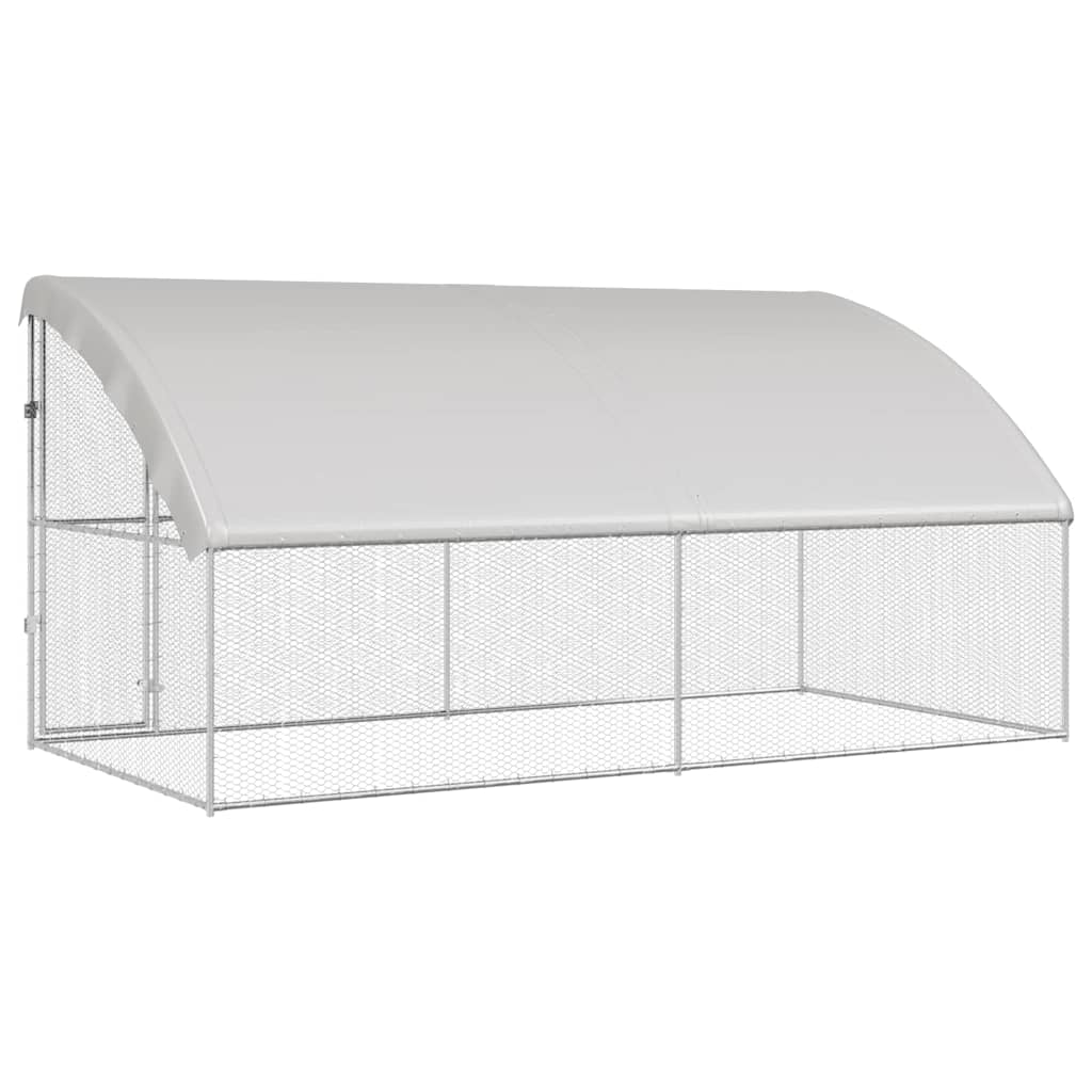 Hønsebur med 1 dør 2 stk. Sølv 400x200x200cm Galvaniseret stål