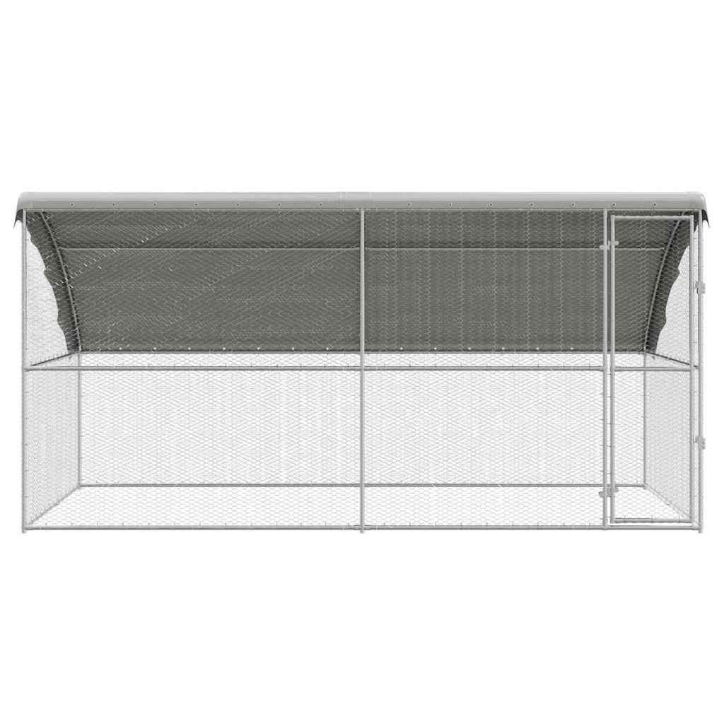 Hønsebur med 1 dør 2 stk. Sølv 400x200x200cm Galvaniseret stål