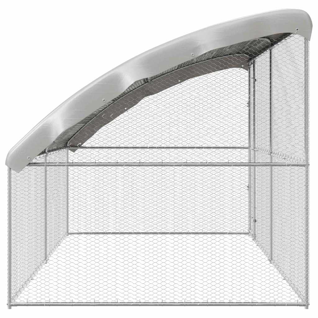 Hønsebur med 1 dør 2 stk. Sølv 400x200x200cm Galvaniseret stål