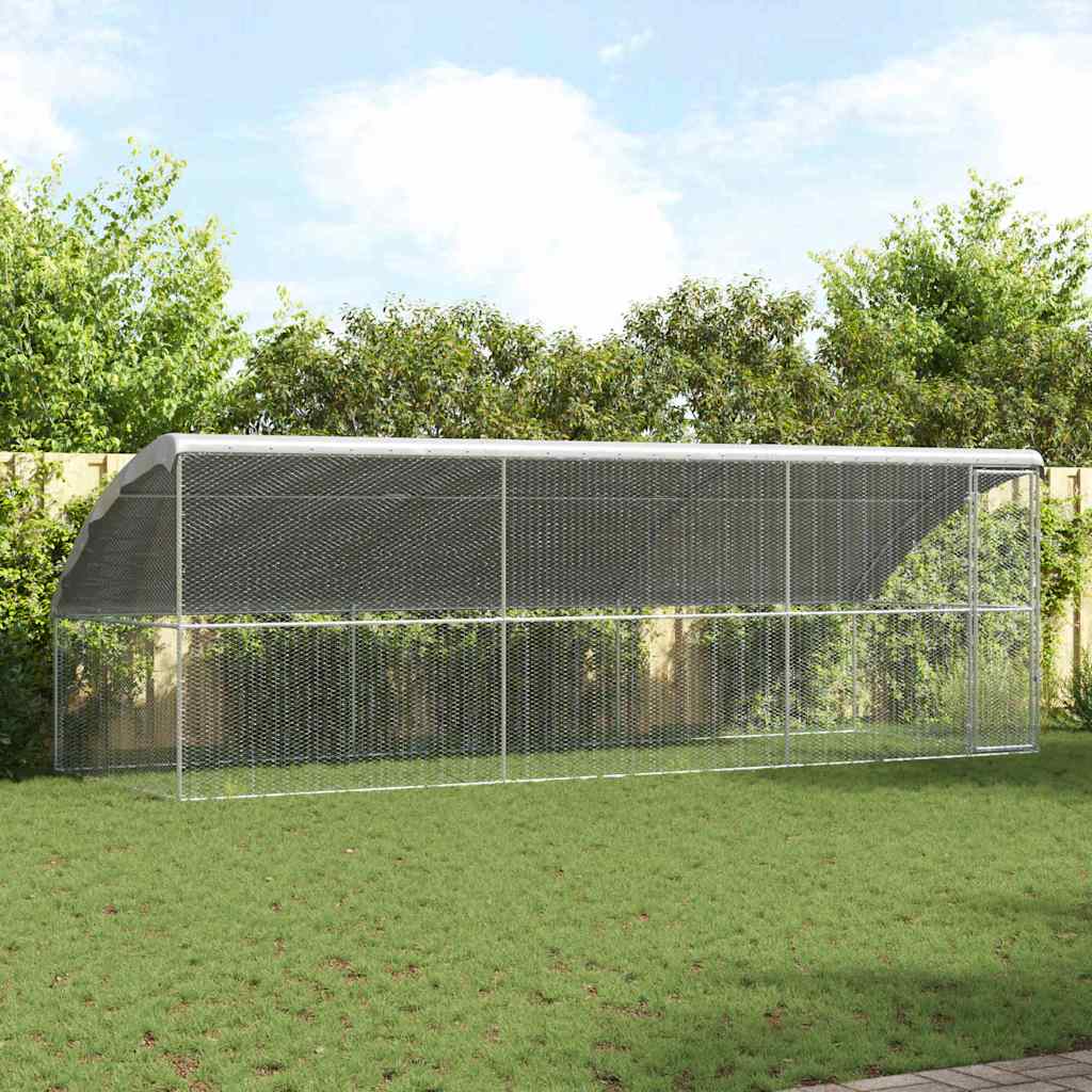 Hønsebur med 1 dør 3 stk. Sølv 600x200x200cm Galvaniseret stål