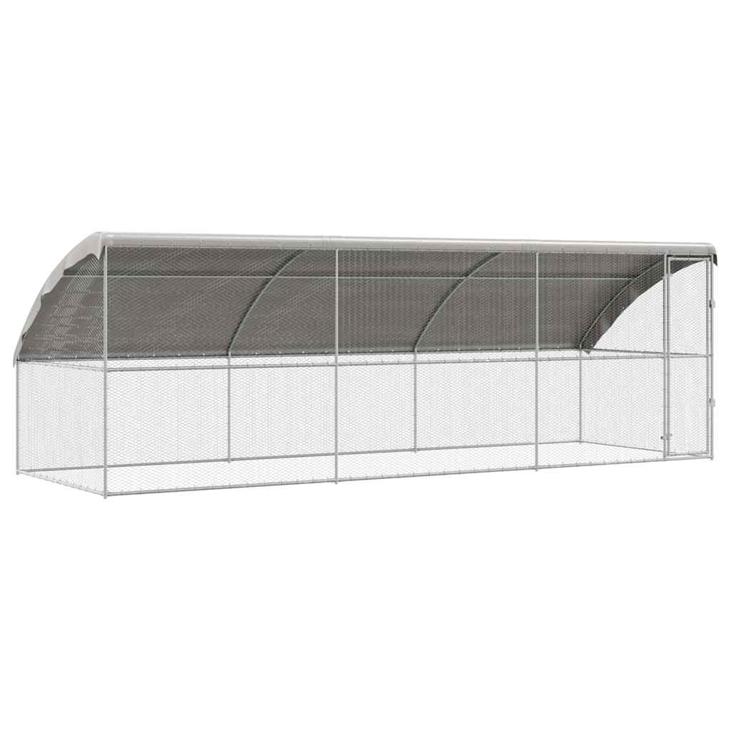 Hønsebur med 1 dør 3 stk. Sølv 600x200x200cm Galvaniseret stål