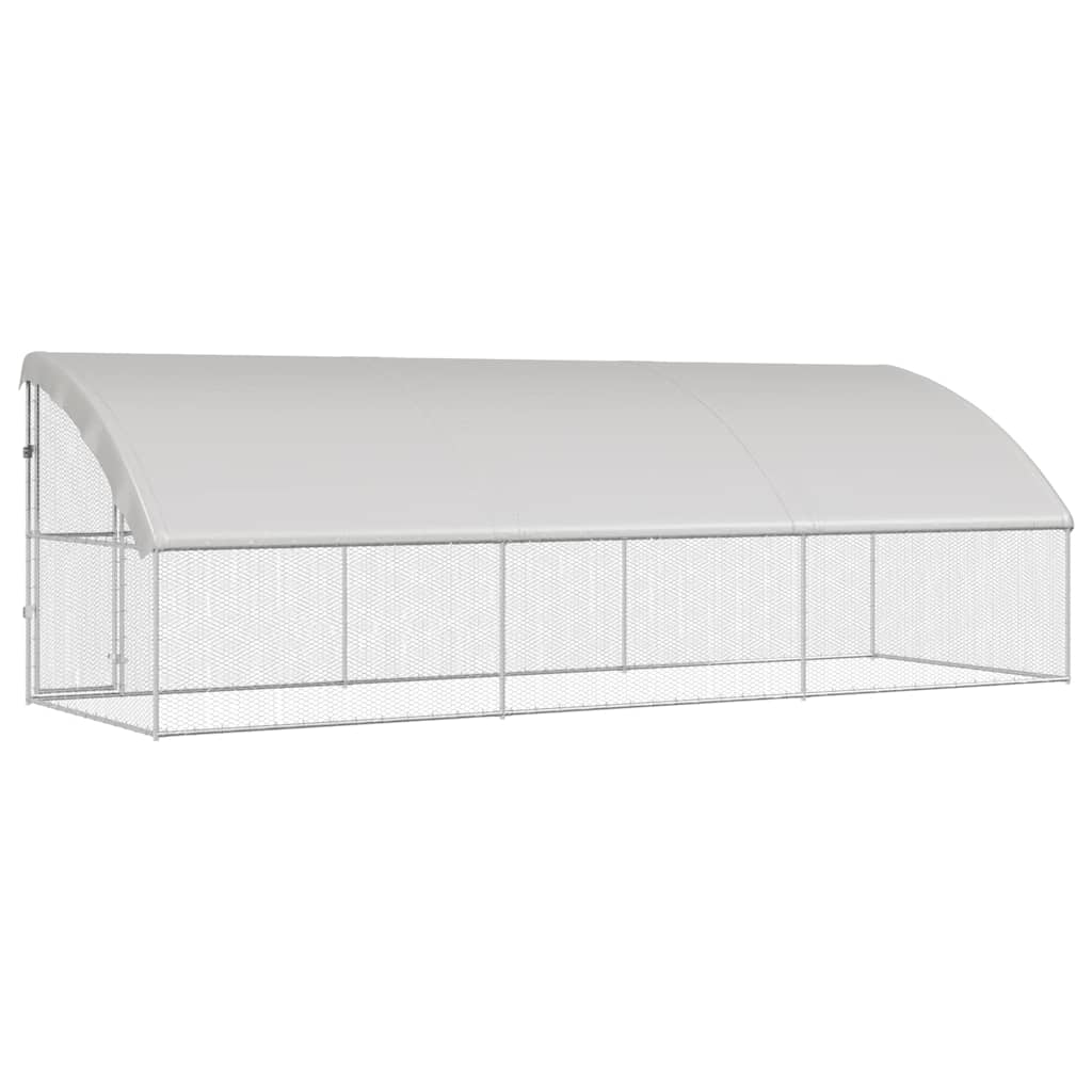 Hønsebur med 1 dør 3 stk. Sølv 600x200x200cm Galvaniseret stål