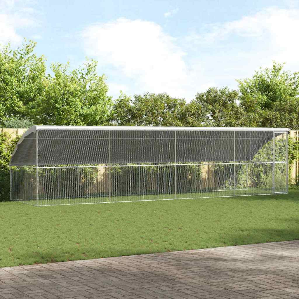 Hønsebur med 1 låge 4 stk. Sølv 800x200x200cm Galvaniseret stål