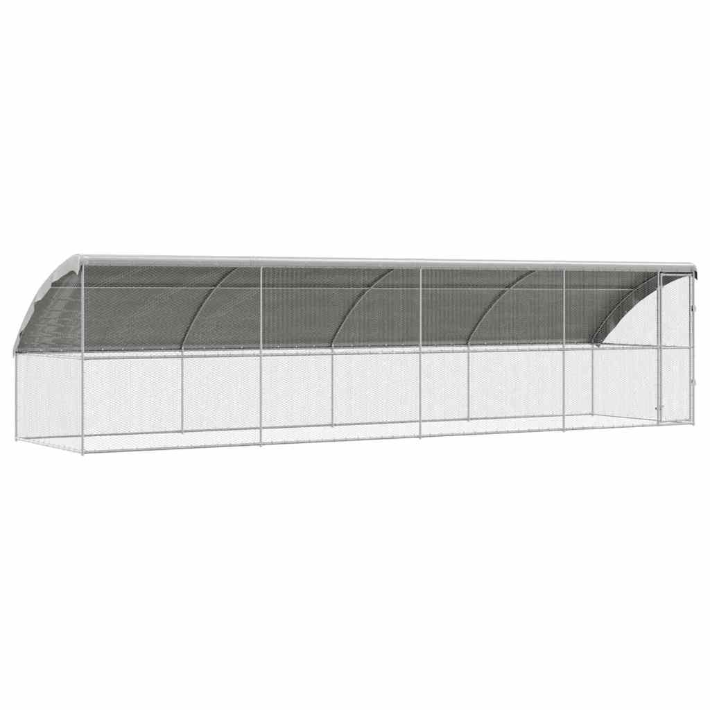 Hønsebur med 1 låge 4 stk. Sølv 800x200x200cm Galvaniseret stål
