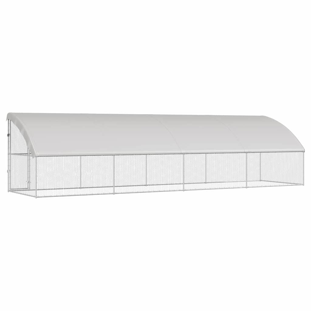 Hønsebur med 1 låge 4 stk. Sølv 800x200x200cm Galvaniseret stål