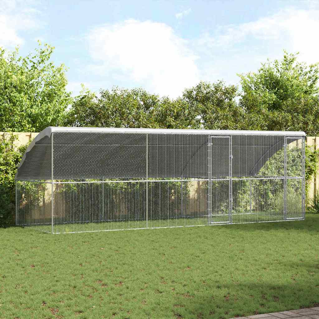 Hønsebur med 2 låger 3 stk. Sølv 600x200x200 cm