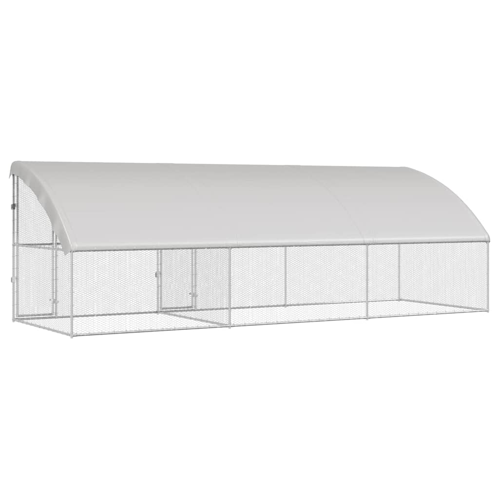 Hønsebur med 2 låger 3 stk. Sølv 600x200x200 cm