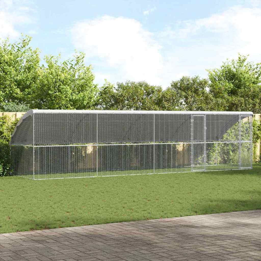 Hønsebur med 2 døre 4 stk. Sølv 800x200x200cm Galvaniseret stål