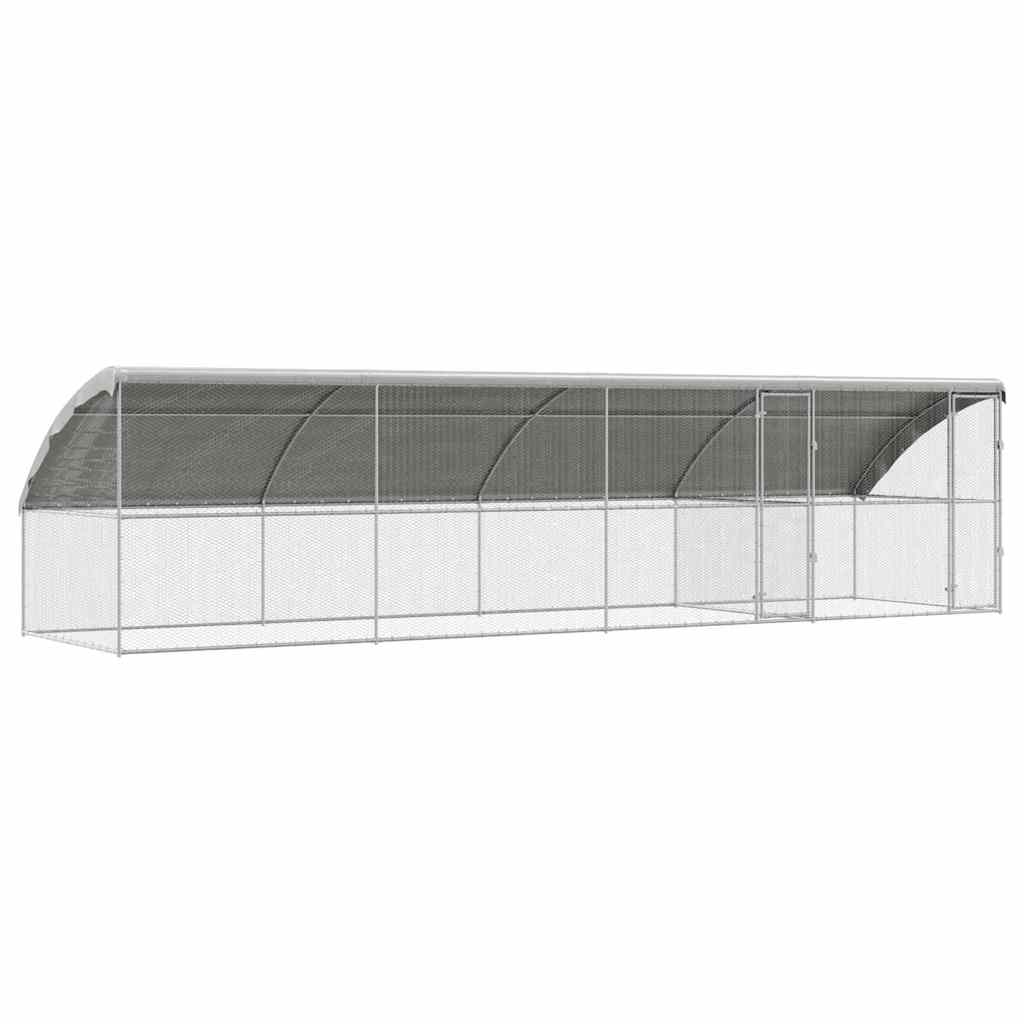 Hønsebur med 2 døre 4 stk. Sølv 800x200x200cm Galvaniseret stål